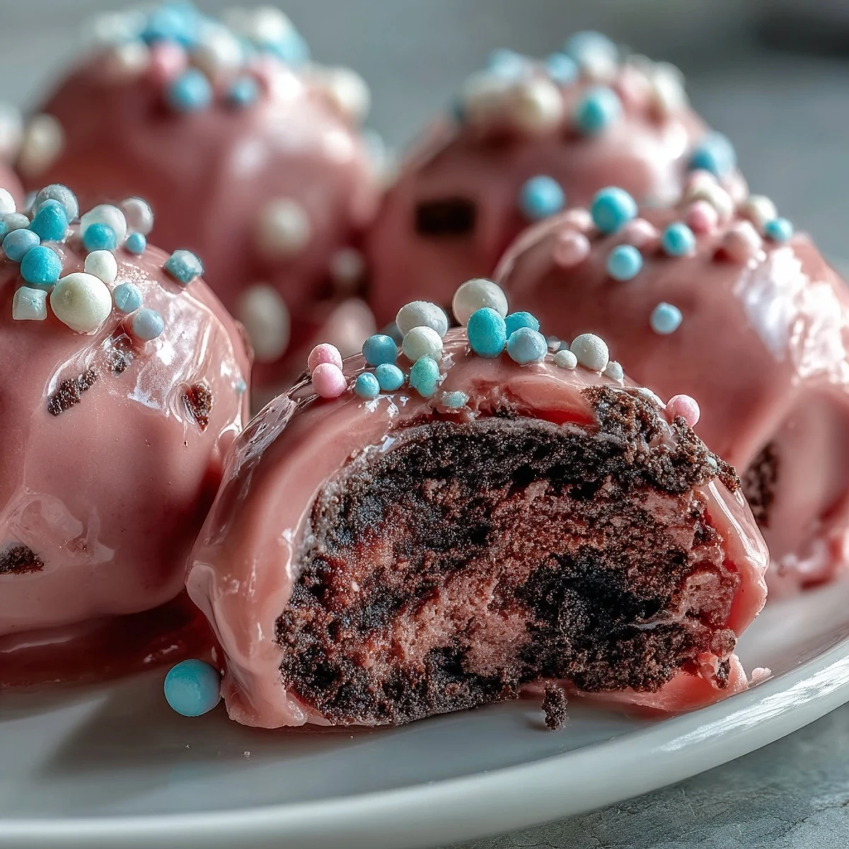 Peanut-free and vegetarian-friendly Oreo Truffle Balls arranged neatly on a marble surface, perfect for birthday parties or bridal showers in the USA.