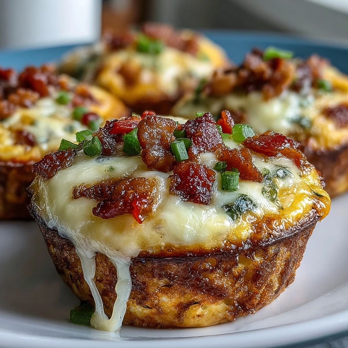 Savory Breakfast Egg Muffins with eggs, bacon, and cheese, garnished with fresh herbs for a delicious on-the-go meal.