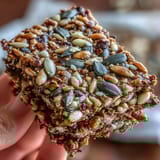 Wholesome gluten-free seed crackers baked to perfection, featuring chia and oats for a crunchy, nutritious bite.