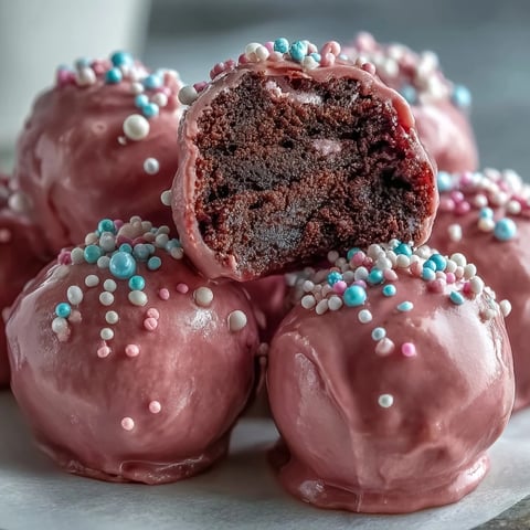 Vibrant pink candy coated Oreo Truffle Balls stacked high on a dessert platter, glistening with edible pearls for a sweet, elegant finish.