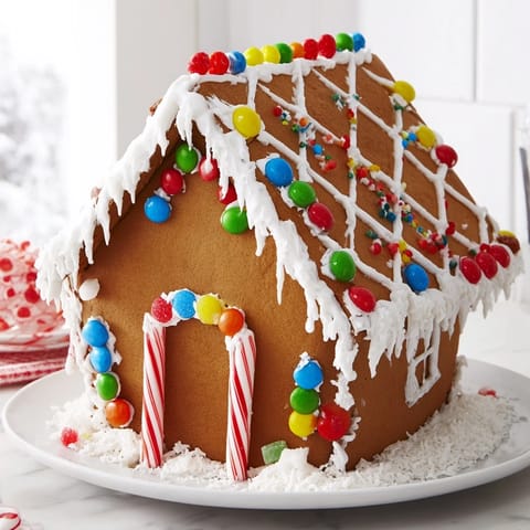 This festive gingerbread house recipe is a delicious and charming dessert for Christmas celebrations.