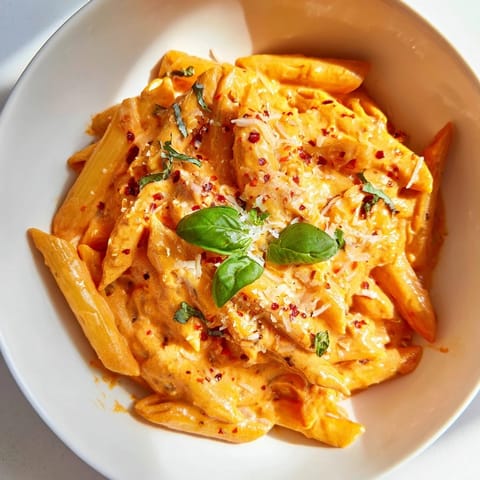 Basil Garlic Creamy Tomato Pasta