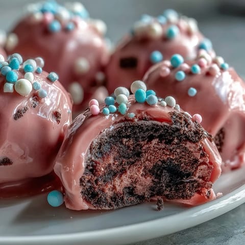 Peanut-free and vegetarian-friendly Oreo Truffle Balls arranged neatly on a marble surface, perfect for birthday parties or bridal showers in the USA.