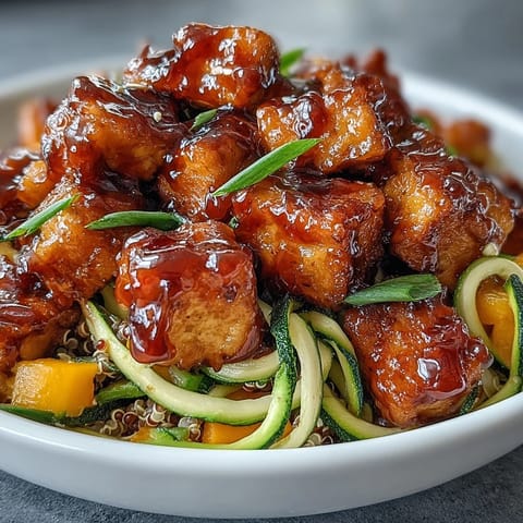 Drizzled with glossy gluten-free teriyaki sauce and topped with fresh scallions and sesame seeds for an Asian-inspired meal.