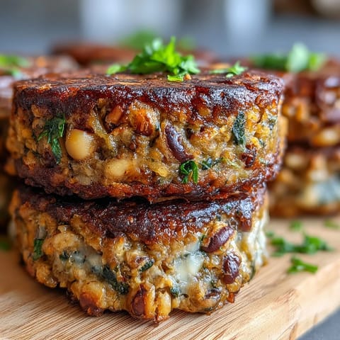 Golden-brown Black-Eyed Pea Burger Patties are baked until firm and placed on a toasted bun with fresh lettuce and ripe tomato slices.  