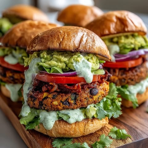 Crispy, golden-brown Vegan Sweet Potato Black Bean Burgers cooling on a wire rack with fresh buns beside them.