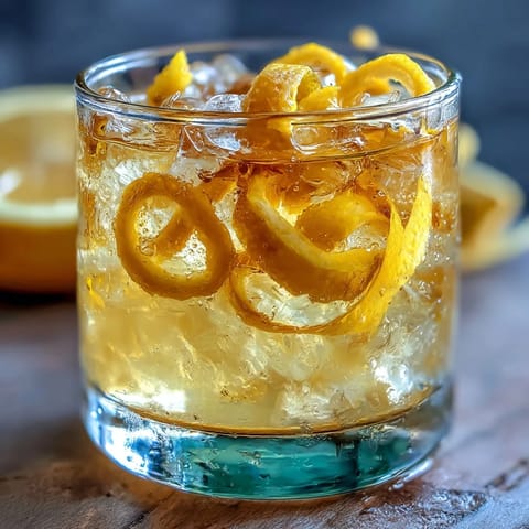 Bright yellow homemade limoncello infused with fresh lemon zest, ready to serve chilled in elegant glasses.