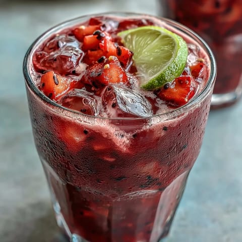 Refreshing dragon fruit refresher with creamy coconut milk and sweet strawberries, a tropical vegan beverage perfect for hot summer days.
