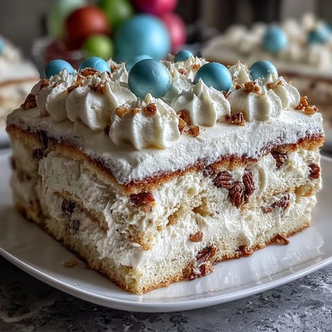 Two-tier vanilla sponge cake with creamy buttercream and festive balloon cake toppers, a cheerful dessert for graduation parties and special celebrations.