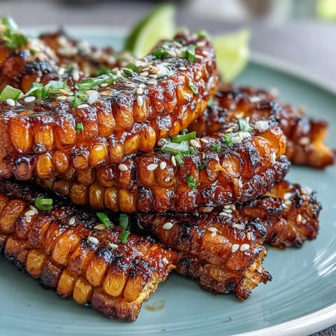 Spicy Chili Crisp Corn Ribs, glistening with chili oil, a crunchy appetizer.