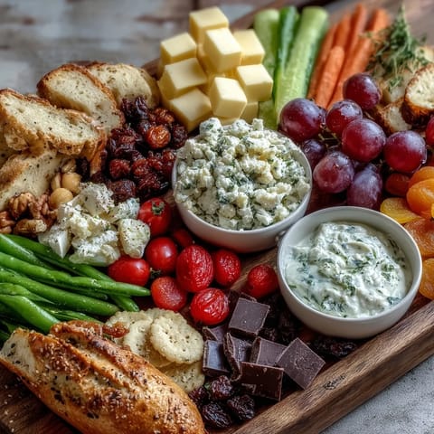 A vibrant Summer Watch Party Snack Board bursting with colorful veggies, dips, and cheeses.