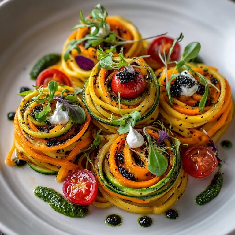 Modern Italian fusion Geometric Pasta Plating arranged with sharp angles and fresh microgreen garnishes for a striking presentation.