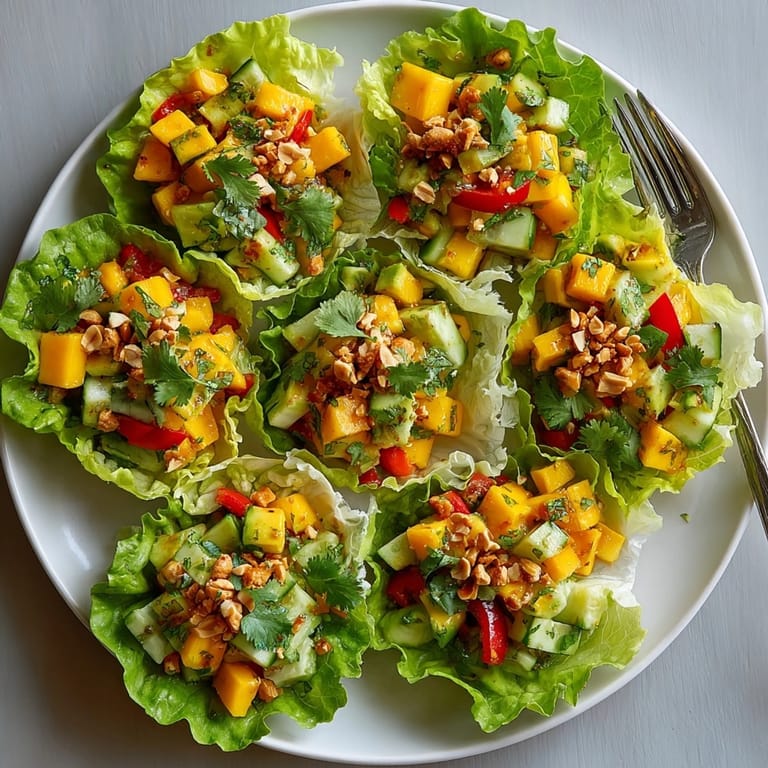 Healthy Thai Mango Avocado Salad Cups arranged on a platter, perfect for a refreshing summer appetizer