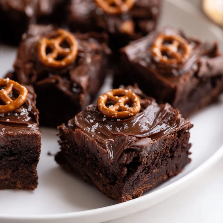 Fudgy Nutella Pretzel Brownie Bites, swirled and baked to perfection, ideal for sharing.  