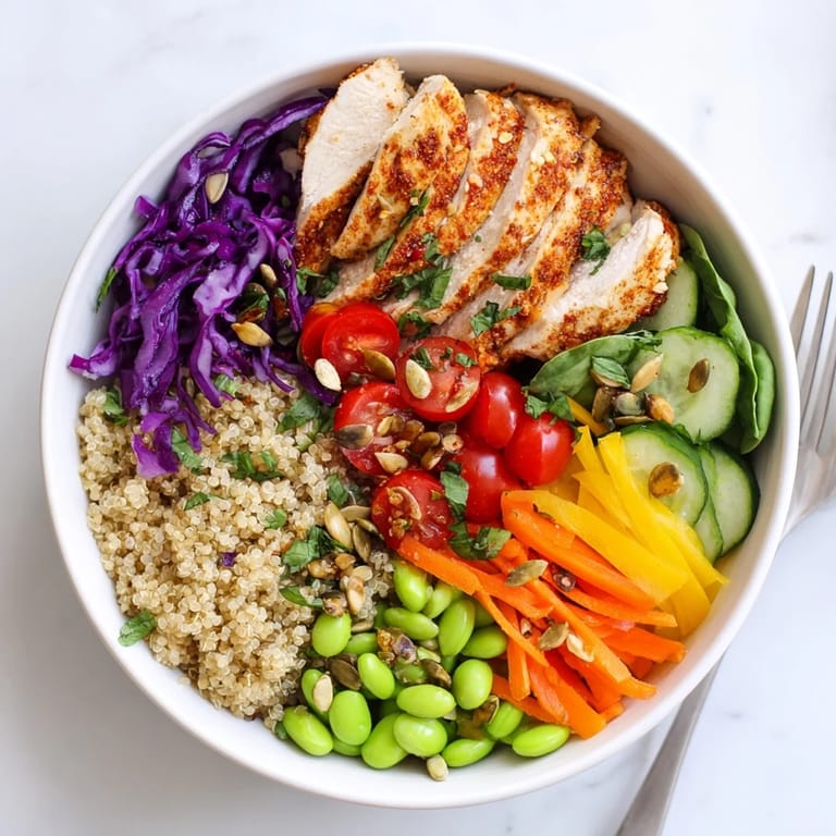 Wholesome Healthy Meal-Prep Bowls with layers of lean protein and bright vegetables.
