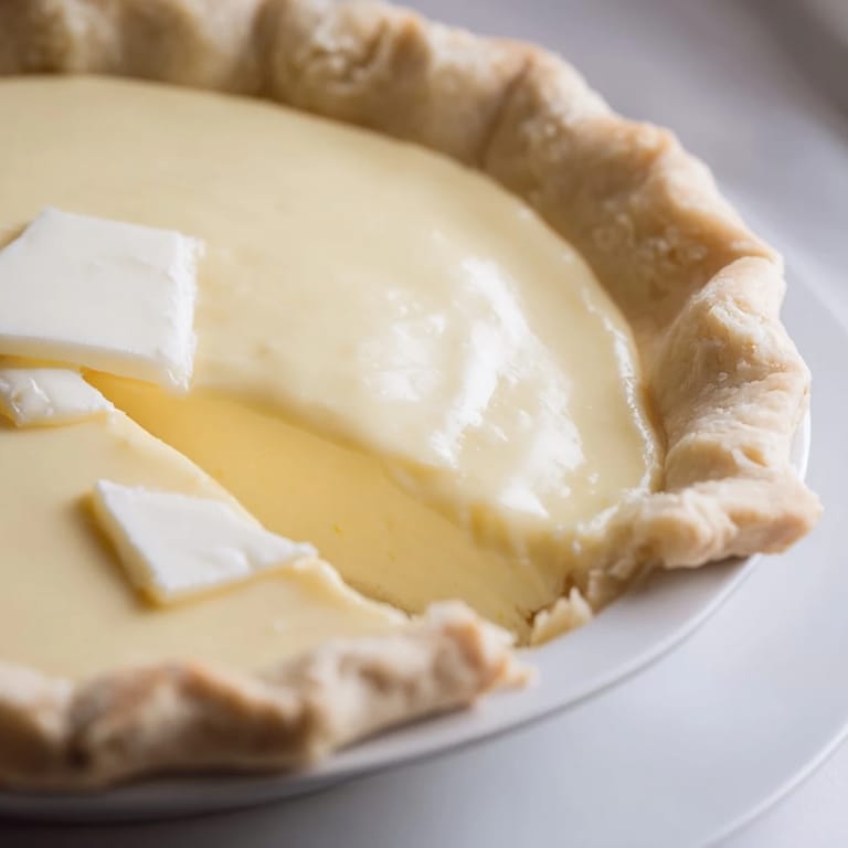 Classic water pie topped with fresh berries, perfect for a delightful treat.  