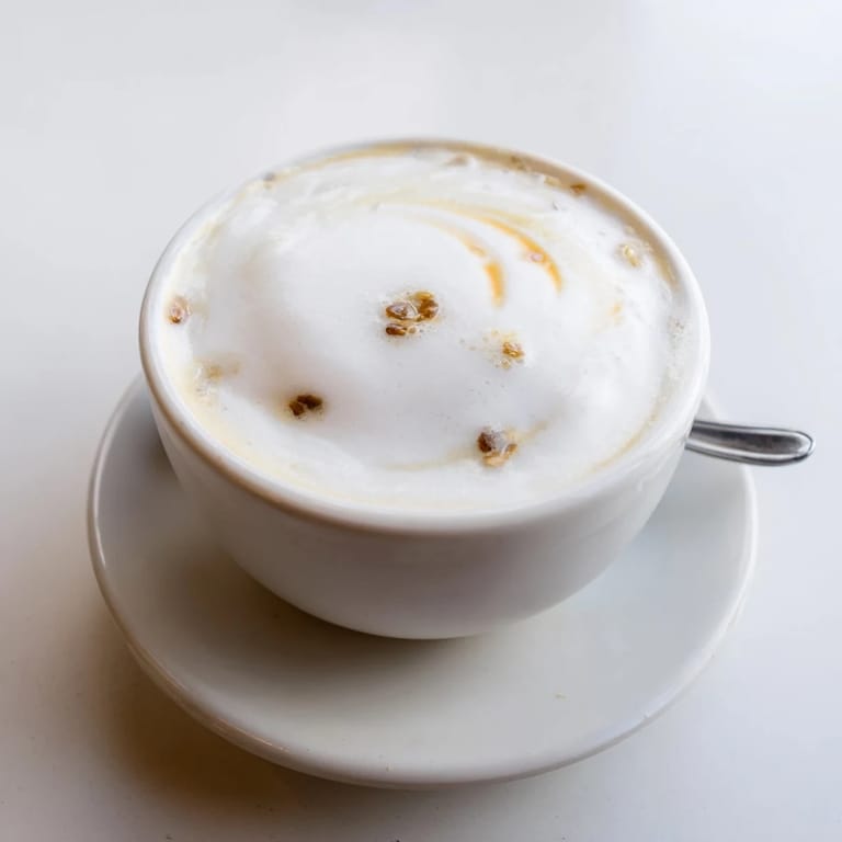 Experience a bold onion latte topped with frothy milk for adventurous drinkers.