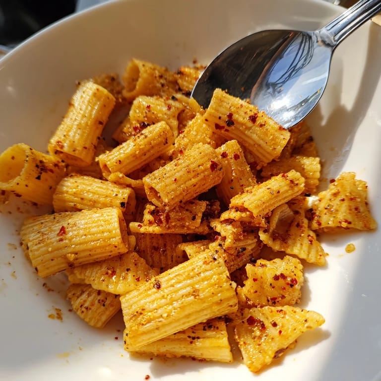 Savory baked pasta chips seasoned to perfection, ideal for any casual gathering.  