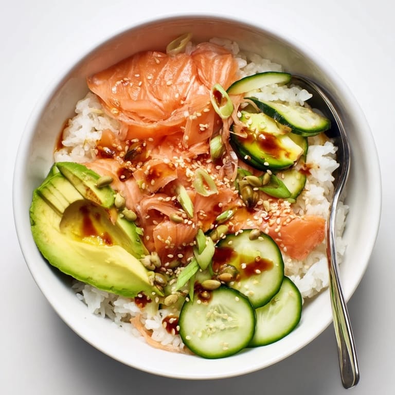 Revive your leftovers with this vibrant Leftover Salmon & Rice Bowl, perfect for lunch.  