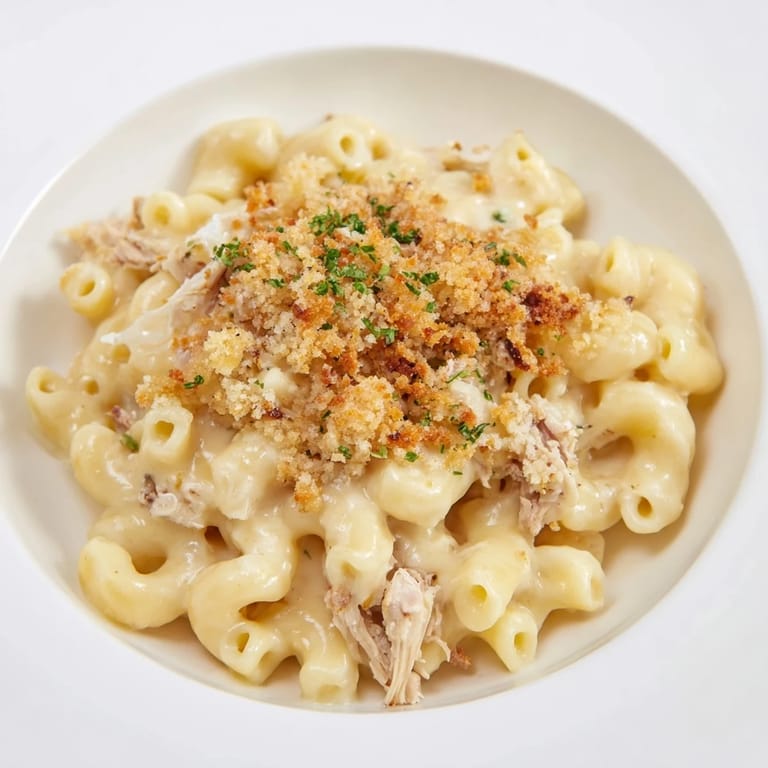 Family-friendly classic mac and cheese with BBQ chicken, the perfect weeknight comfort food dinner idea.