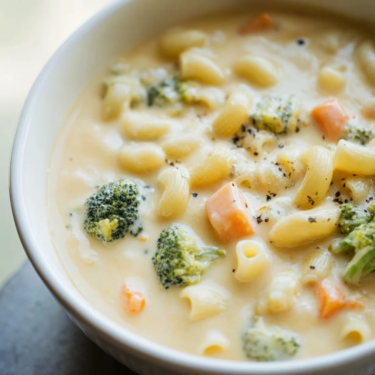 Golden, melted cheddar tops this one-pot Broccoli Cheddar Ditalini Soup, perfect for a cozy dinner.