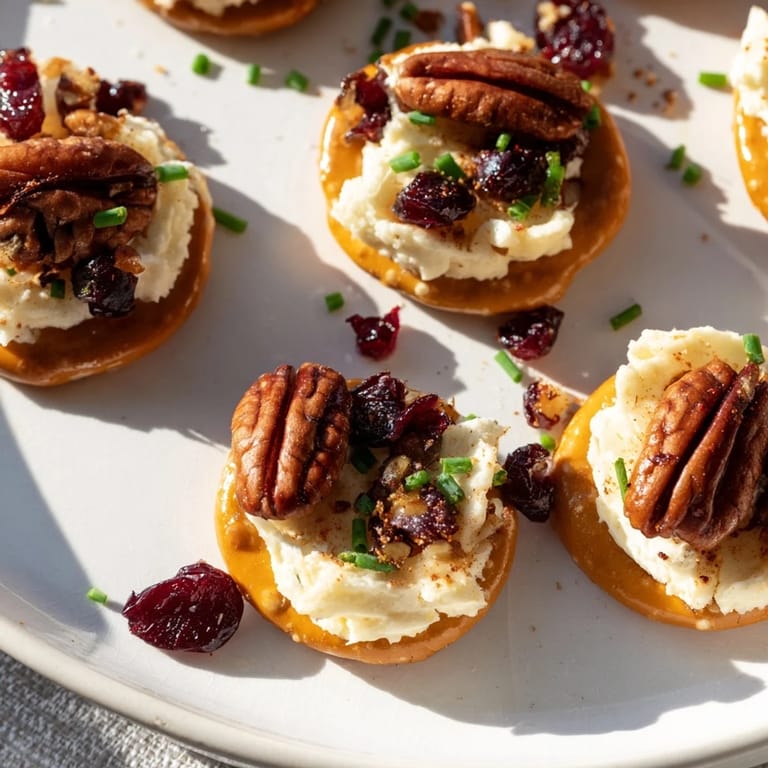 Festive Rocket Fuel New Years Eve Treats showcase crunchy pretzels topped with spicy jalapeños; a delicious appetizer.