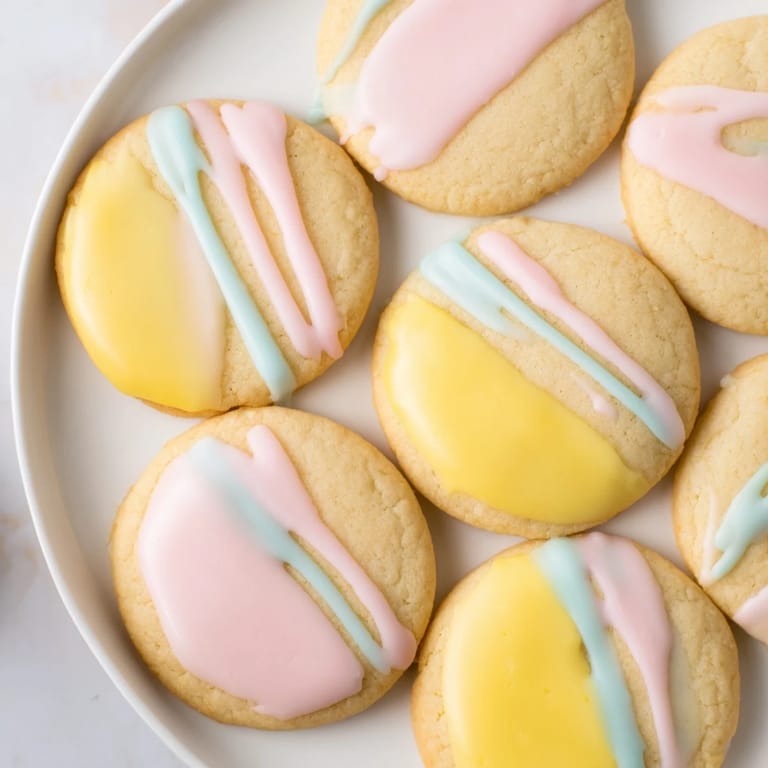 A plate of homemade sugar cookies awaits, covered in colorful icing, prepared with love.