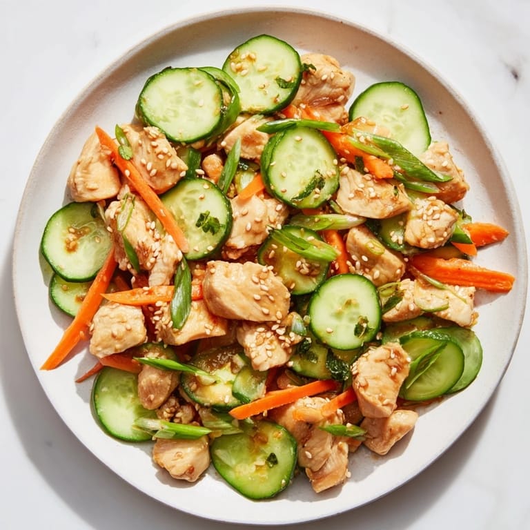 Delicious, fresh deli container shaker chicken salad, showcasing juicy chicken and a perfect blend of Asian flavors.