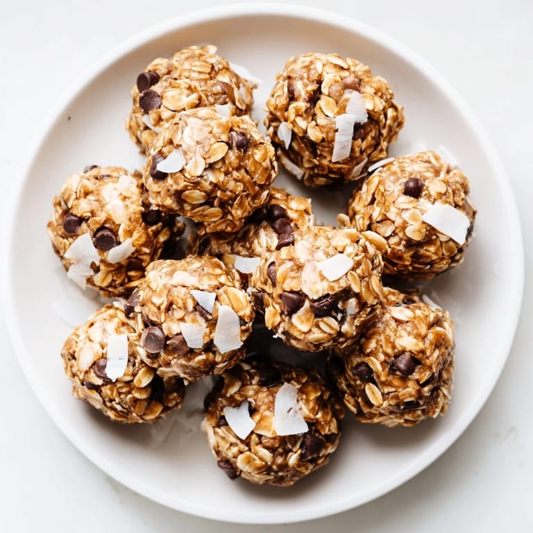 Freshly made Almond-Chia Energy Bites, a healthy no-bake treat with visible oats and chia seeds.