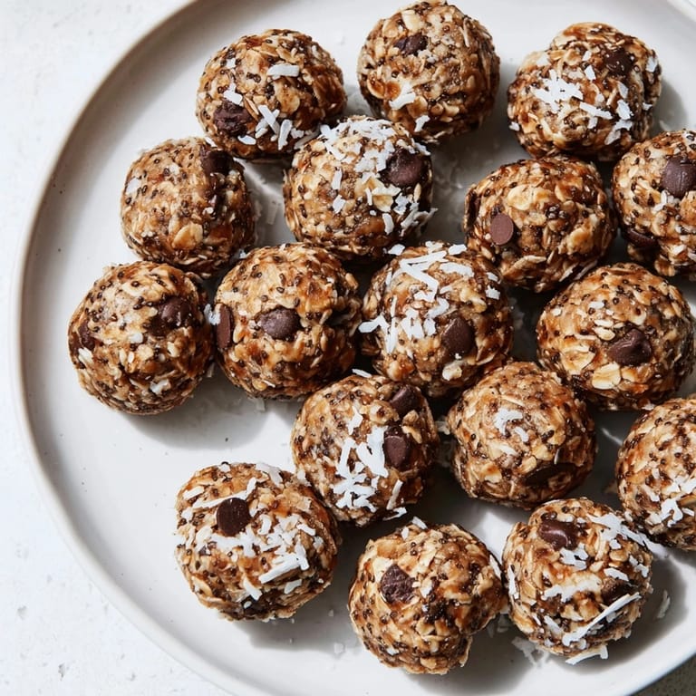 Homemade Almond-Chia Energy Bites arranged on parchment paper, perfect for a quick and healthy snack.