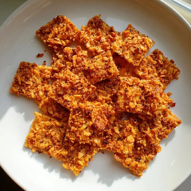 These homemade Crispy Cheeto Cheese Crackers feature a delightful, cheesy crunch and vibrant orange hue.