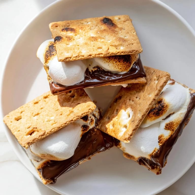 Crisp graham crackers holding melted chocolate and marshmallow in these delicious Air Fryer Smores.