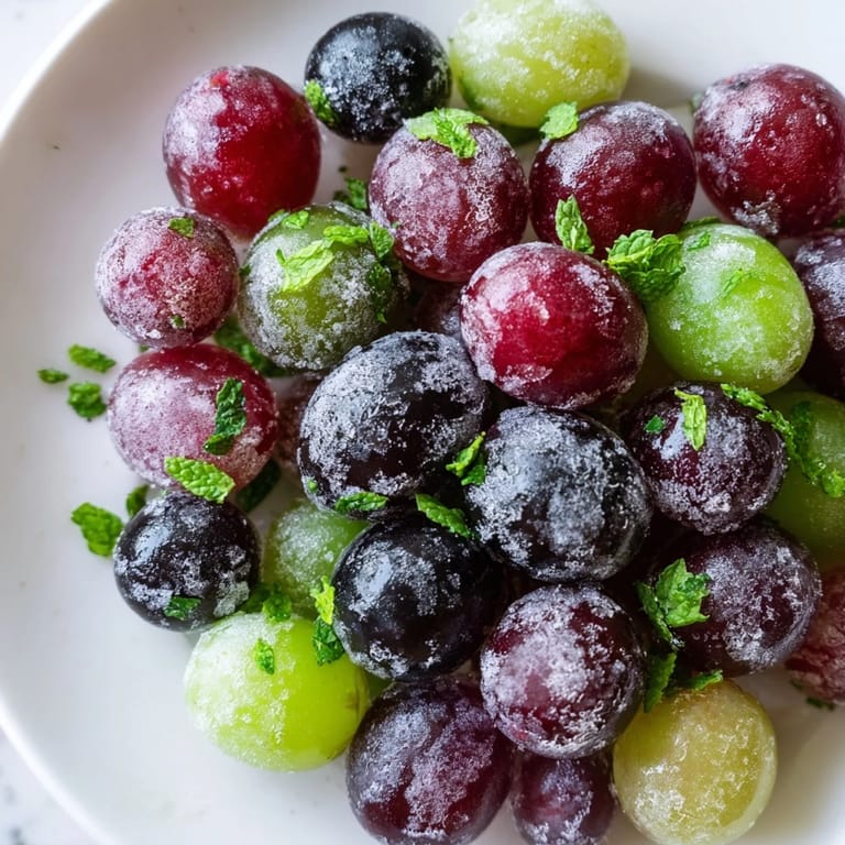 Cooling and crisp, these frozen grapes spa treats look bright and inviting, perfect for warm days.
