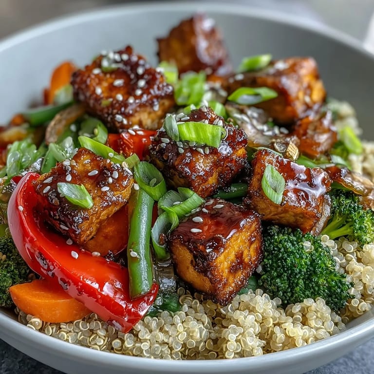 Spoonful of savory Quinoa Vegetable Teriyaki Bowl featuring tender-crisp vegetables and plant-based protein, perfect for a healthy lunch or satisfying weeknight family dinner.