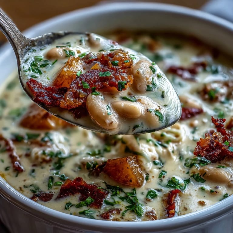 Rich and hearty ham and white bean soup with aromatic thyme and parsley, perfect for chilly evenings.  
