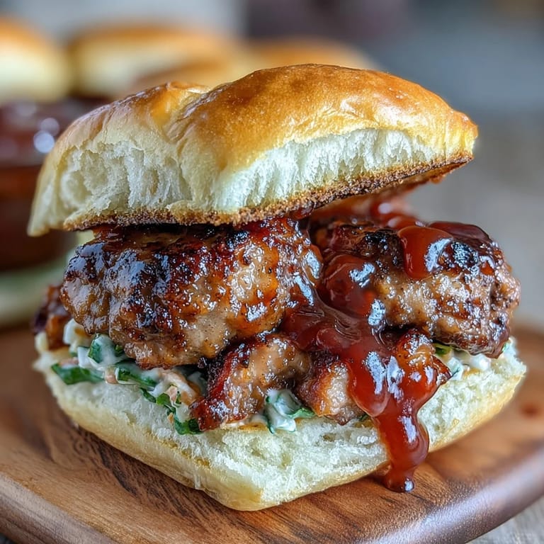 Tender BBQ pork shoulder slow-cooked to perfection, served on buns with crunchy coleslaw for festive gatherings.  