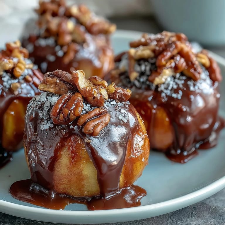 Crisp Granny Smith apple wedges dipped in buttery caramel and finished with a rich dark chocolate drizzle—an elegant twist on classic candy apples.