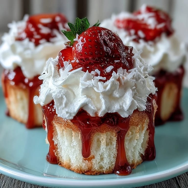 Classic Mexican Tres Leches Cupcakes filled with creamy milk mixture, finished with light whipped topping and fresh berries for a bright look.