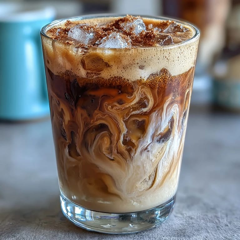 Creamy iced espresso shaken with brown sugar syrup and oat milk, topped with a sprinkle of cinnamon for a cozy coffeehouse vibe.