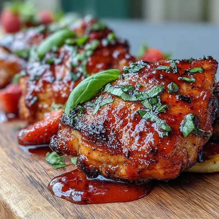 Plump strawberries create a vibrant Strawberry Balsamic BBQ Chicken, perfect for summer grilling.