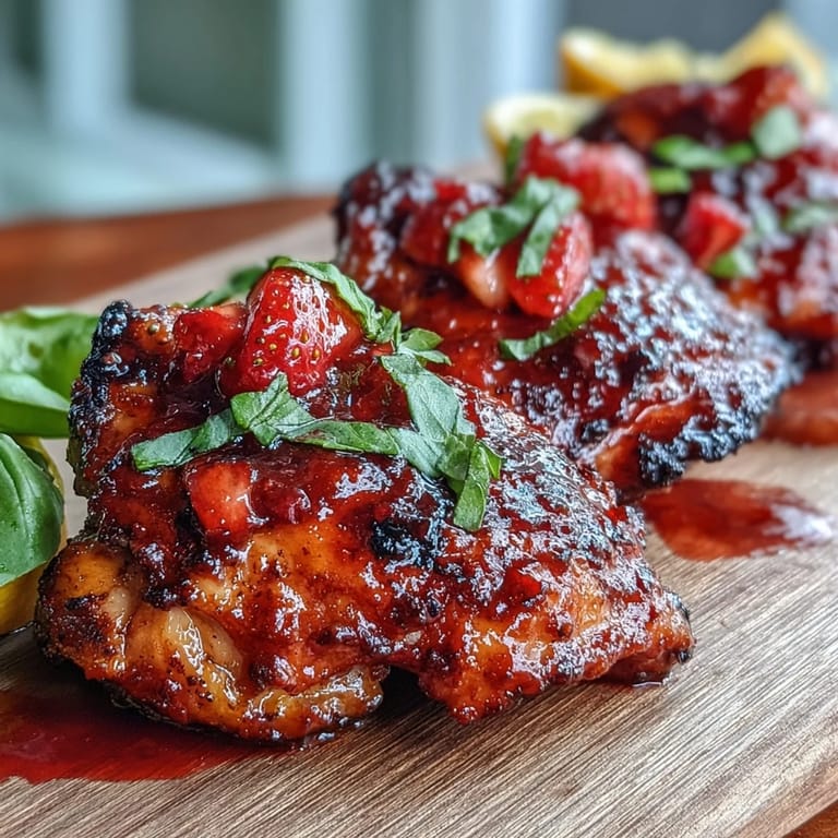 Enjoy tender Strawberry Balsamic BBQ Chicken, a sweet and tangy grilled delight.