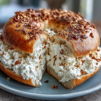 Fluffy protein bagels topped with savory everything seasoning, perfect for a high-protein breakfast or snack.
