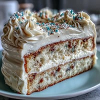 Class of 2026 Confetti Cake bursting with rainbow sprinkles, topped with elegant champagne frosting.